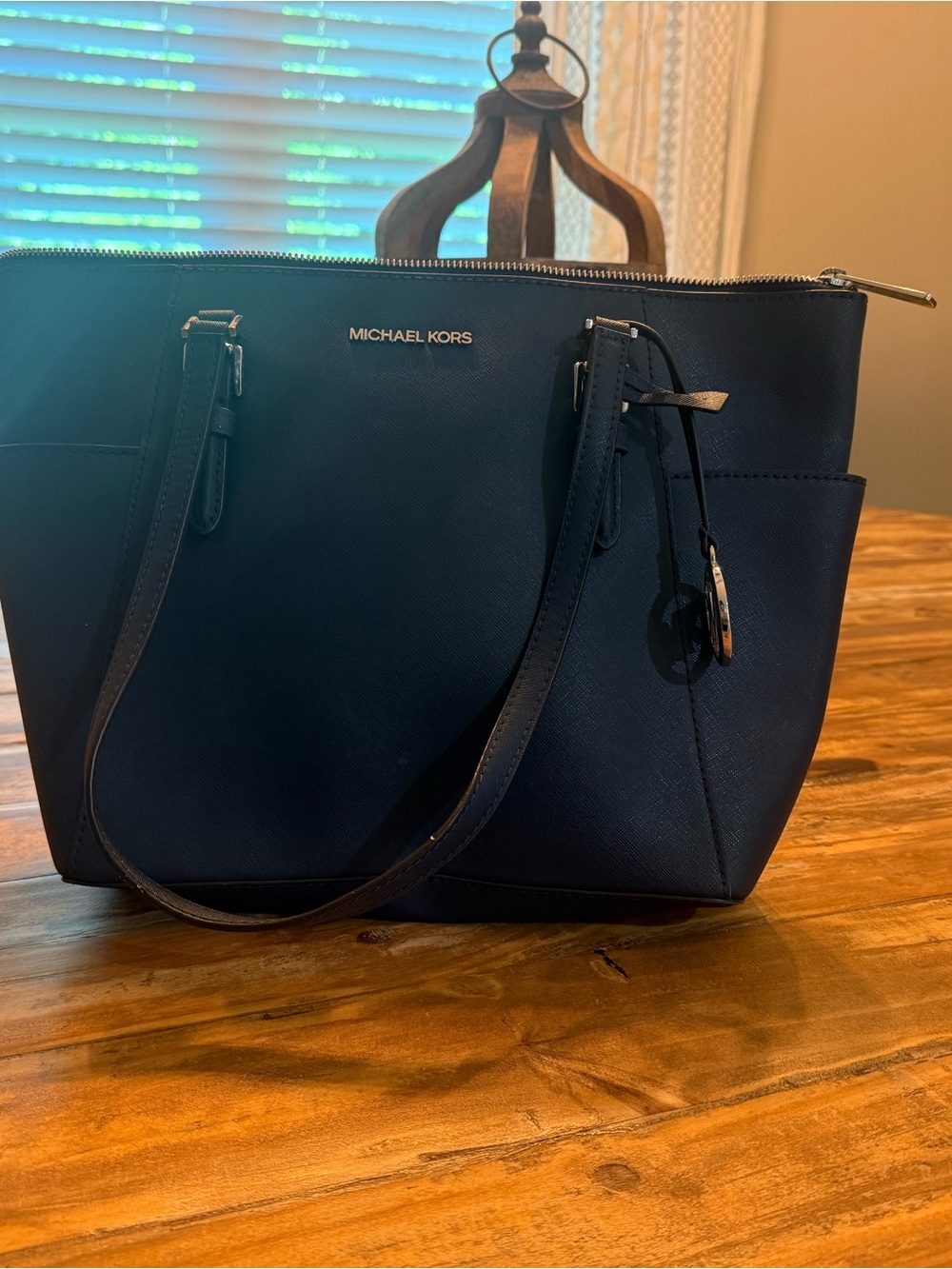 Michael Kors Dark Blue Saffiano Leather Tote